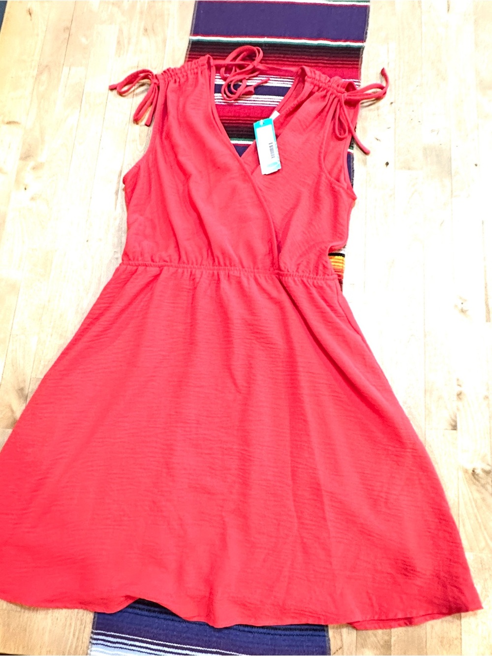 Kaileigh Coral Tie-Shoulder Sleeveless Dress